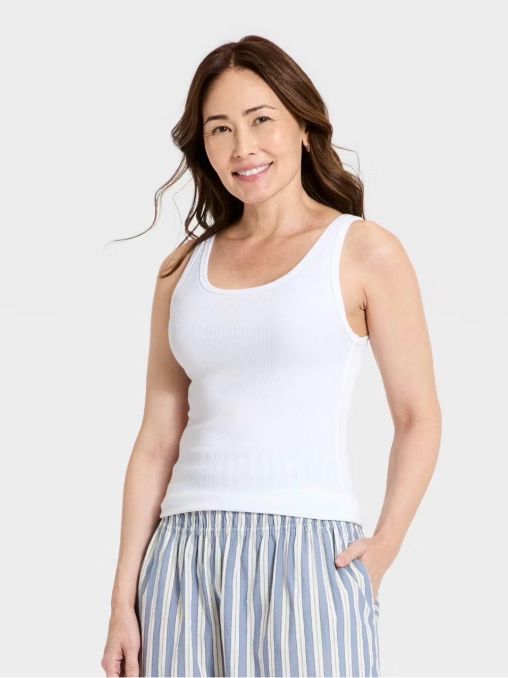 a new day White & Black Ribbed Tank Undershirts - 3-Pack